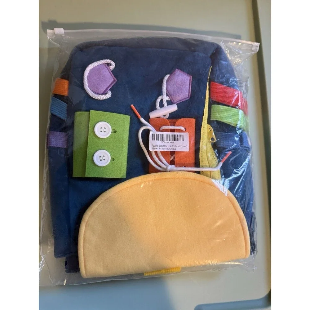 Toddler Backpack Motor Development Sensory Activity Bag Shapes Colors Travel Toy